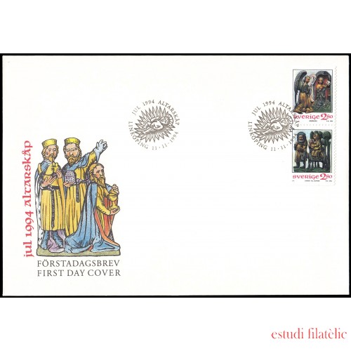 Suecia Sweden SPD FDC 1839/40 1994 Navidad Retablo de la Edad Media Sobre primer día