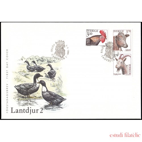 Suecia Sweden SPD FDC 1841/43 1995 Fauna Animales de cría Sobre primer día