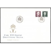 Suecia Sweden SPD FDC 1847/48 1995 Rey Carlos Gustavo XVI y Reina Silvia Sobre primer día