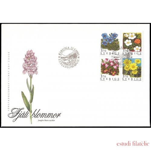 Suecia Sweden SPD FDC 1867/70 1995 Flores de montaña suecas Sobre primer día