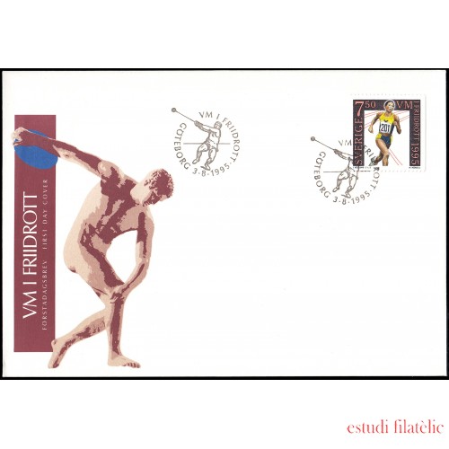 Suecia Sweden SPD FDC 1876 1995 Campeonatos del mundo de atletismo en Goteborg Sobre primer día