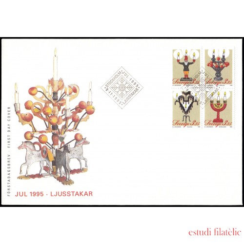 Suecia Sweden SPD FDC 1895/98 1995 Navidad Candelabros Sobre primer día