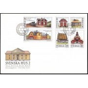 Suecia Sweden SPD FDC 1919/24 1996 Casas suecas Edificios públicos Sobre primer día