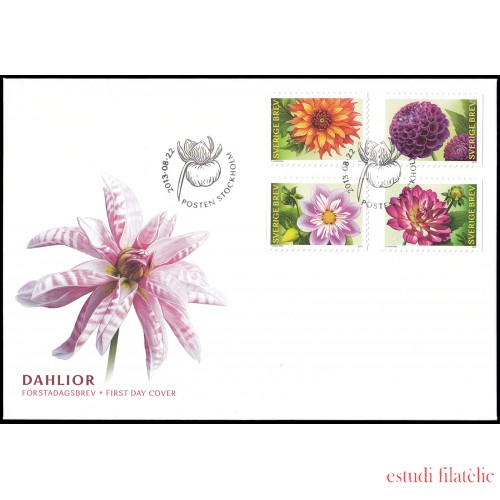 Suecia Sweden  SPD FDC 2923/26 2013 Flores Sobre primer día