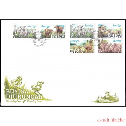 Suecia Sweden  SPD FDC 2927/31 2013 Fauna Cachorros Sobre primer día