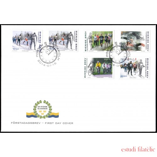 Suecia Sweden  SPD FDC 2949/54 2014 Competición deportiva Clásicos deportivos suecos Sobre primer día