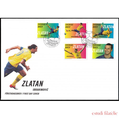 Suecia Sweden  SPD FDC 2961/65 2014 Personalidades Zlatan Ibrahimovic, futbolista internacional sueco  Sobre primer día