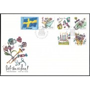 Suecia Sweden  SPD FDC 2968/73 2014 Festividades de verano, Bandera nacional Sobre primer día