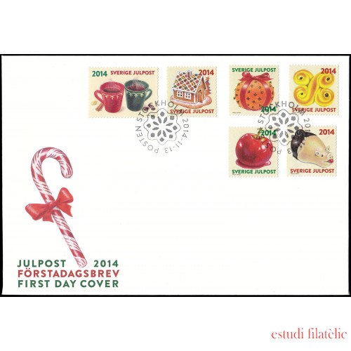 Suecia Sweden  SPD FDC 2993/98 2014 Navidad Gastronomía Sobre primer día