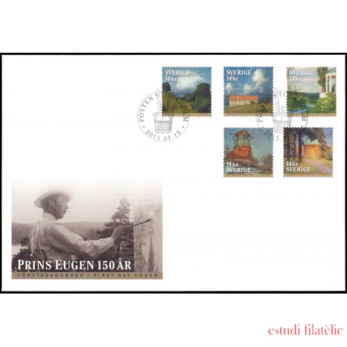 Suecia Sweden  SPD FDC 3003/07 2015 Personalidad 150 aniv. de A.R. el Príncipe Eugenio Sobre primer día