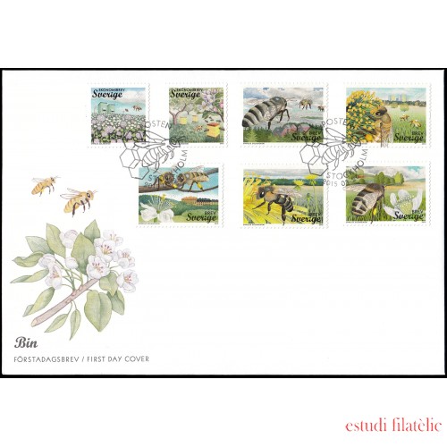 Suecia Sweden  SPD FDC 3020/26 2015 Fauna Abejas Sobre primer día