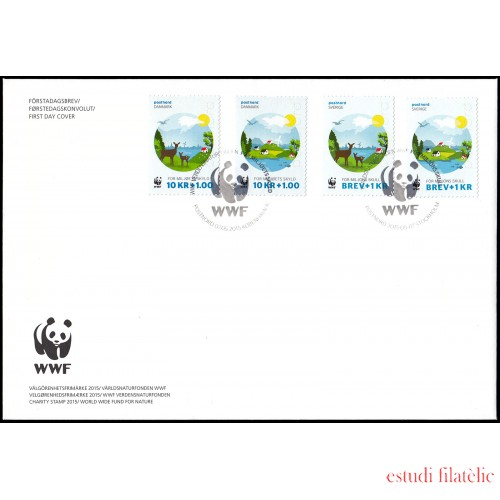 Suecia Sweden  SPD FDC 3027/28 2015 Beneficencia Protección de la naturaleza WWF Sobre primer día