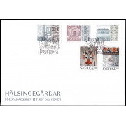 Suecia Sweden  SPD FDC 3034/38 2015 Casas de campo decoradas Halsingland Sobre primer día