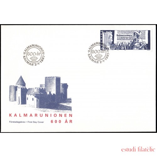 Suecia Sweden SPD FDC 1966 1997 600 aniv. de la Unión de Kalmar Sobre primer día