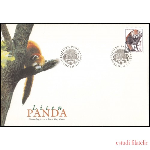 Suecia Sweden SPD FDC 1991 1997 Fauna del arco norte Pequeño panda Sobre primer día