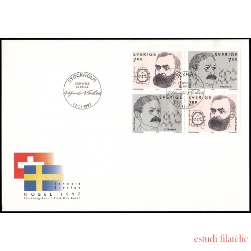 Suecia Sweden SPD FDC 2007/08 1997 Premios Nobel Emisión conjunta con Suiza Sobre primer día