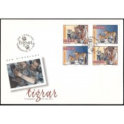 Suecia Sweden SPD FDC 2017/18 1998 Tigrres de Jan Lindblad fotográfo de la vida salvaje Sobre primer día