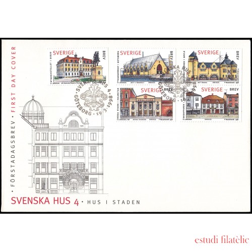 Suecia Sweden SPD FDC 2021/25 1998 Casas suecas Edificios urbanos Sobre primer día