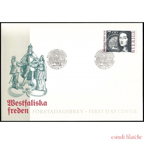 Suecia Sweden SPD FDC 1998 350 aniv. del Tratado de Westfalia Sobre primer día