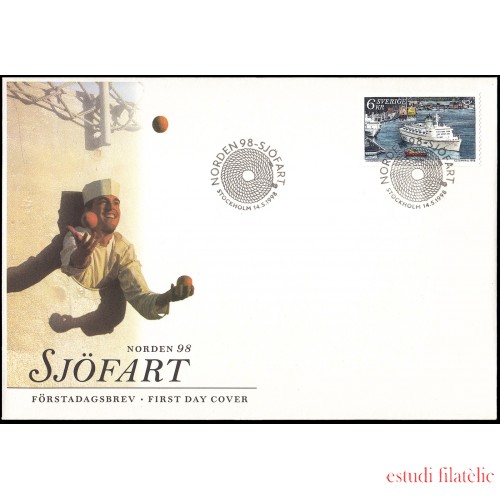 Suecia Sweden SPD FDC 2040 1998 Nórdico 98 Navegación marítima Sobre primer día