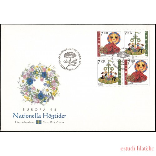 Suecia Sweden SPD FDC 2041/42 1998 Europa Festivales nacionales Sobre primer día