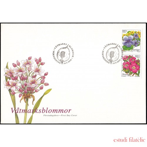 Suecia Sweden SPD FDC 2043/44 1998 Flora Flor de pantano Sobre primer día