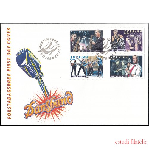 Suecia Sweden  SPD FDC 2125/28 1999 Grupos de música de baile Sobre primer día