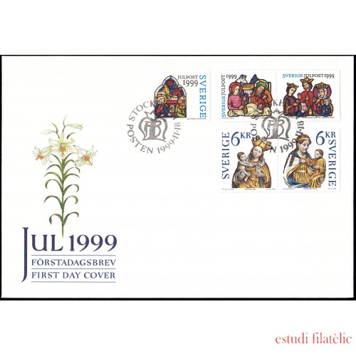 Suecia Sweden SPD FDC 2129/33 1999 Navidad Sobre primer día