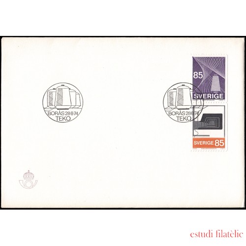 Suecia Sweden SPD FDC 843/44 1974 Industria textil sueca Sobre primer día