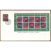 Suecia Sweden SPD FDC HB6 1974 Navidad Bordados en mosaico de criaturas míticas Sobre primer día