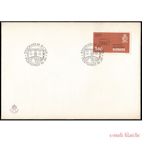 Suecia Sweden SPD FDC 870 1975 50 aniv. de los cheques postales en Suecia Sobre primer día