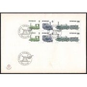 Suecia Sweden SPD FDC 892/94 1975 Locomotoras de vapor Sobre primer día