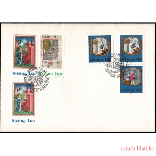 Suecia Sweden SPD FDC 946/49 1976 Navidad Iluminaciones medievales Sobre primer día