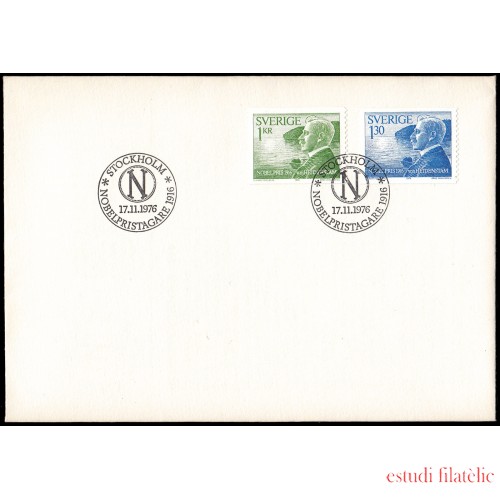 Suecia Sweden SPD FDC 950/51 1976 Galardonados con el premio Nobel 1916 Sobre primer día