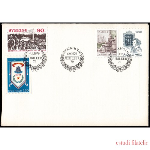 Suecia Sweden SPD FDC 1053/56  1979 Aniversarios Sobre primer día