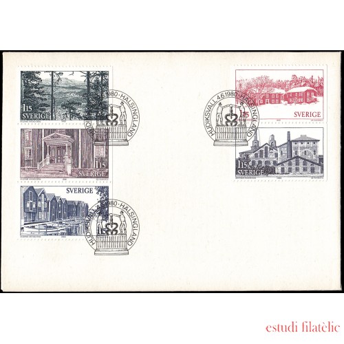 Suecia Sweden SPD FDC 1090/94 1980 Turismo Halsingland Sobre primer día