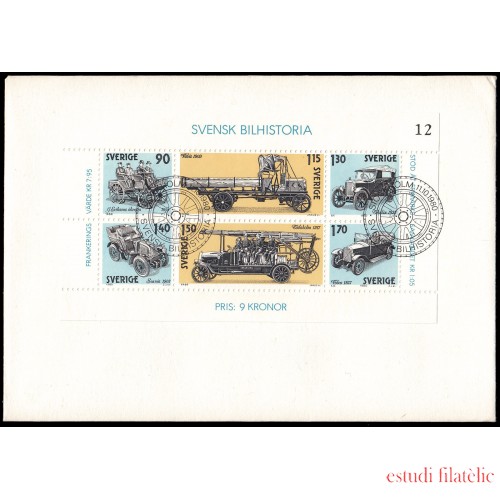 Suecia Sweden  SPD FDC HB8 Historia del automóvil sueco Sobre primer día