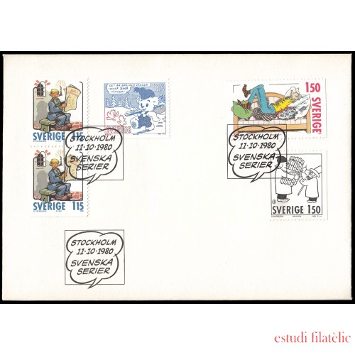 Suecia Sweden SPD FDC 1106/09 1980 Navidad Tiras cómicas suecas Sobre primer día