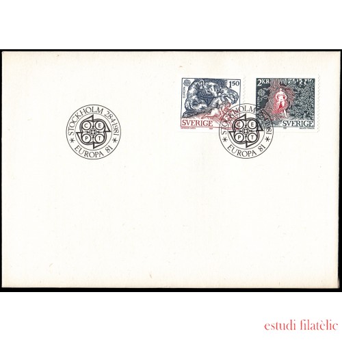 Suecia Sweden SPD FDC 1123/24 1981 Europa Folklore Sobre primer día