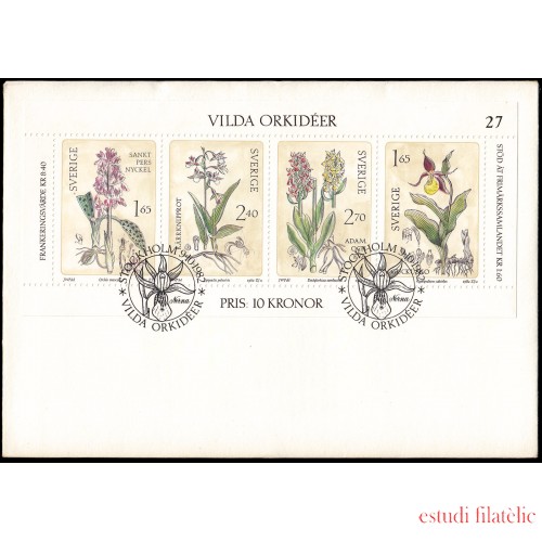 Suecia Sweden  SPD FDC HB10 Orquídeas salvajes Sobre primer día