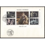 Suecia Sweden  SPD FDC HB11 La música en Suecia Sobre primer día