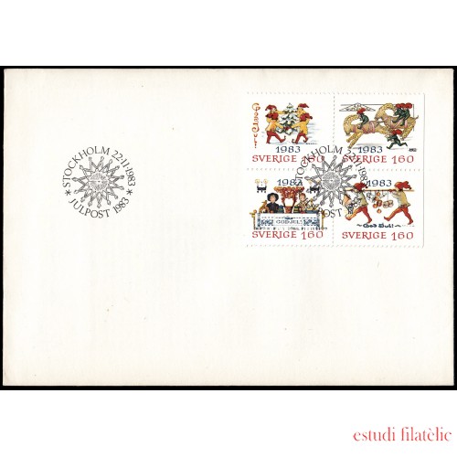 Suecia Sweden SPD FDC 1240/43 1983 Navidad Antiguas postales navideñas Sobre primer día 