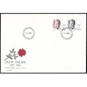 Suecia Sweden SPD FDC 1366a 1986 Homenaje a Olof Palme Sobre primer día