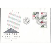 Suecia Sweden SPD FDC 1377/78a 1986 Europa Protección de la naturaleza Sobre primer día