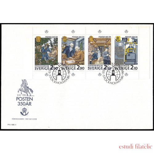 Suecia Sweden SPD FDC 1381/84 1986 Estocolmomanía 86 Exposición filatélica internacional Sobre primer día