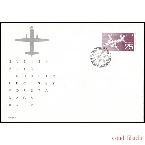 Suecia Sweden SPD FDC 1405 1987 Industria aeronáutica sueca Sobre primer día