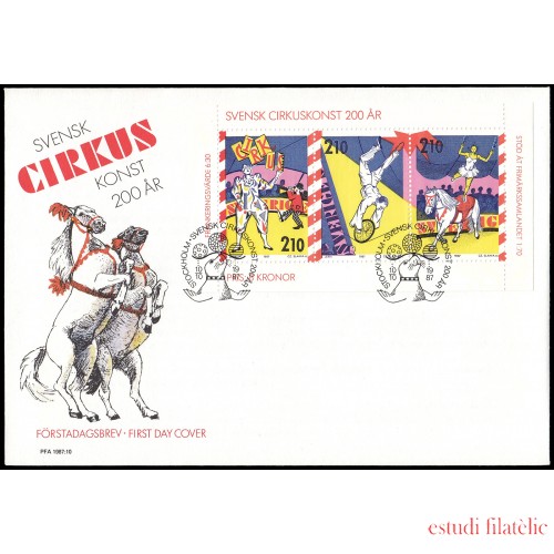 Suecia Sweden  SPD FDC HB15 1987 200 aniv. del circo en Suecia Sobre primer día