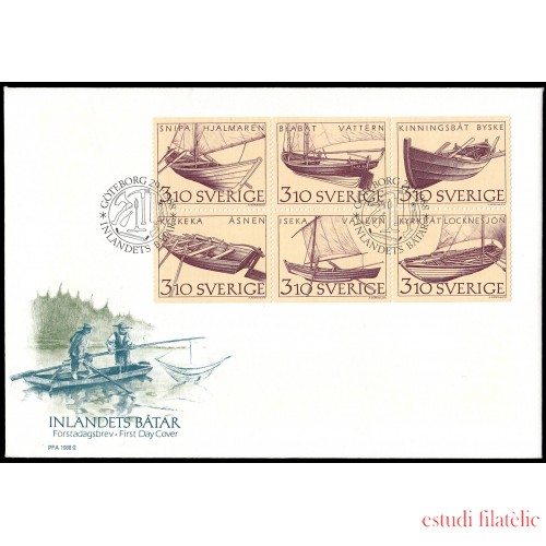 Suecia Sweden SPD FDC 1449/54 1988 Barcos y embarcaciones Sobre primer día