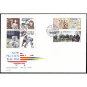 Suecia Sweden SPD FDC 1458/65 1988 350 aniv. de la fundación de la Nueva Suecia Sobre primer día