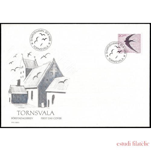 Suecia Sweden SPD FDC 1480 1988 Aves Vencejo común (Apus apus) Sobre primer día